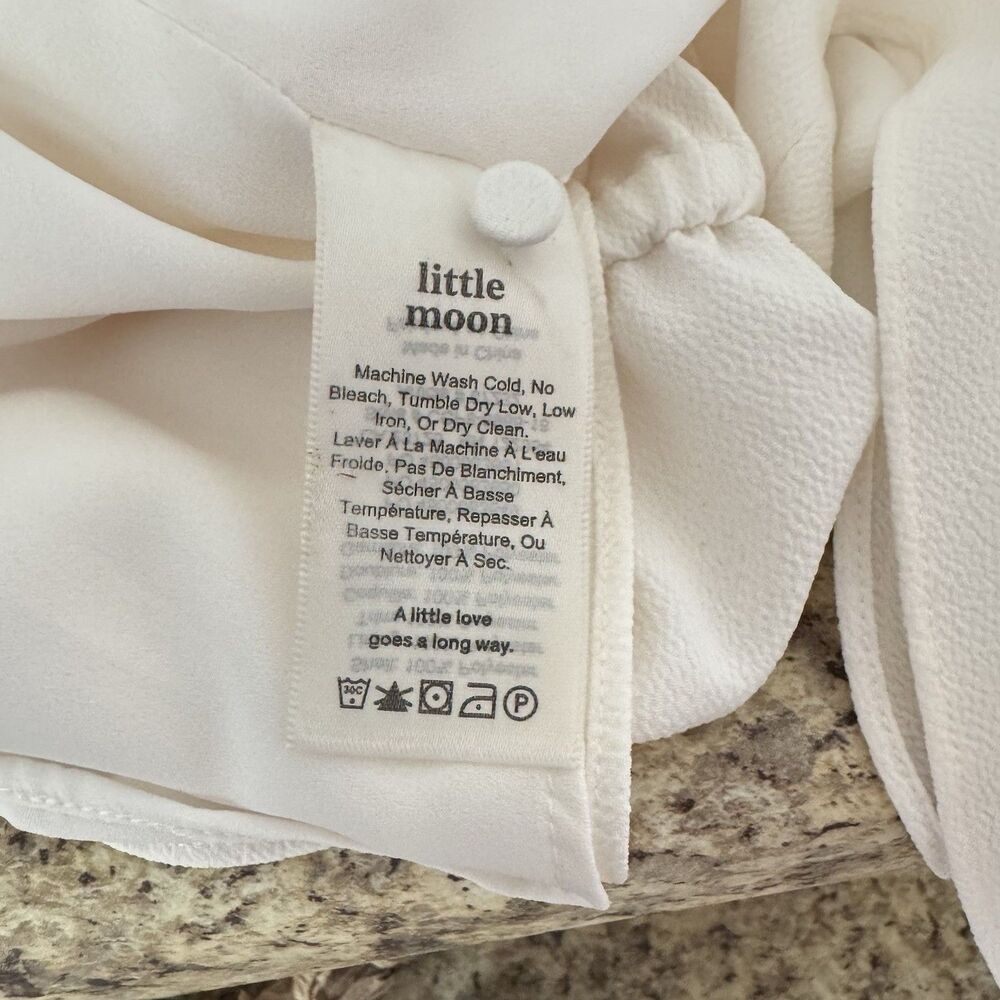 Aritzia Little Moon Dress Sz Large Ivory Stretch Waist Knee Length Quiet Luxury - Picture 15 of 16